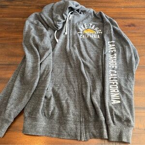 Lake Tahoe California Full Zip Hoodie | Prairie Mountain | Gray | Size Large